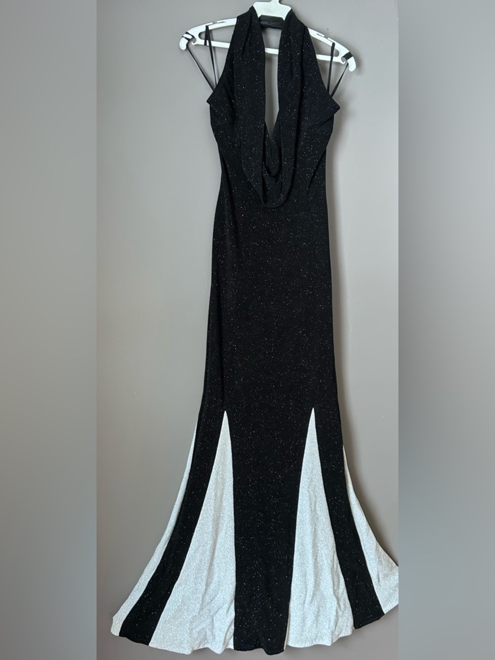 Vintage Caché Black and White Sparkle Maxi Dress Y2K